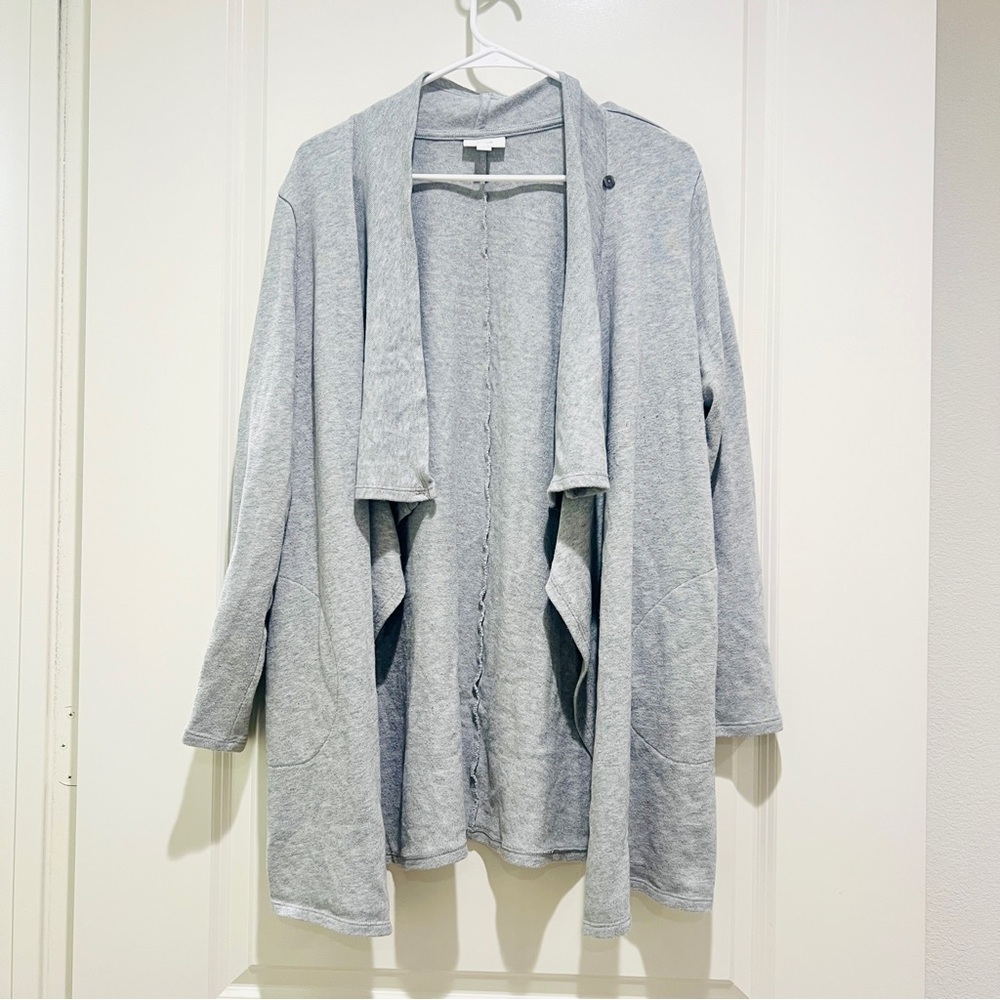 J jill pure Jill gray open front pockets cotton blend sweater cardigan petite L